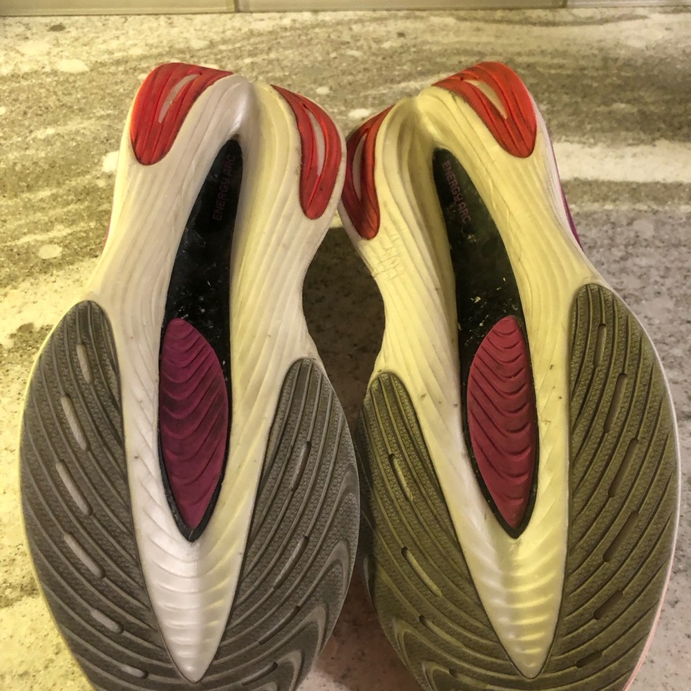 New Balance  Furl Cell Elite 3- Women's White and Pink FuelCell Athletic Shoes - Picture 6 of 8